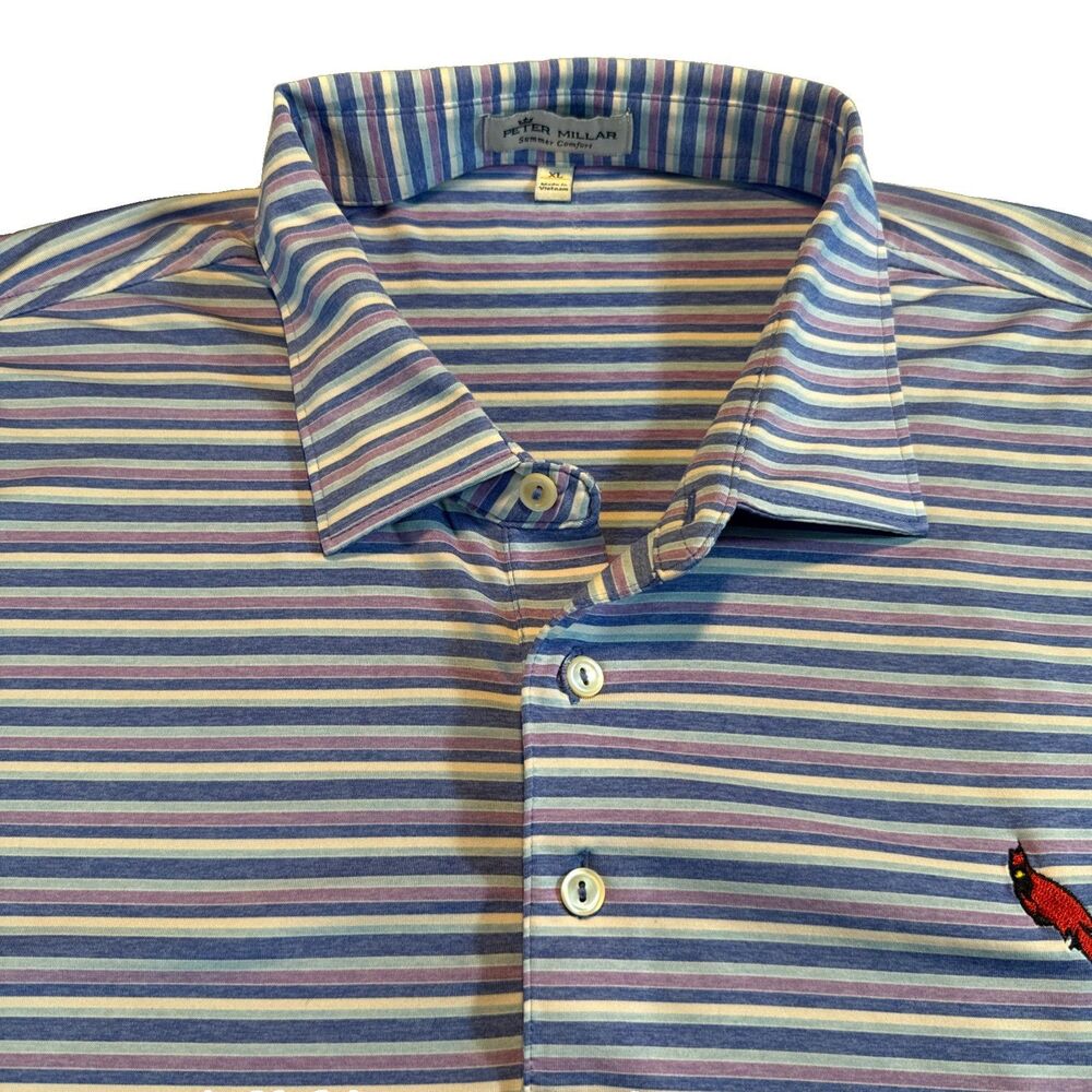 Peter Millar Summer Comfort Mens Golf Polo Shirt - Sz XL - Blue Purple Stripe